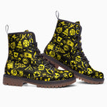 Leather Boots Yellow Grunge Punk Symbols
