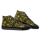 High-Top Canvas Shoes Yellow Grunge Punk Symbols