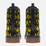 Leather Boots Yellow Grunge Punk Symbols