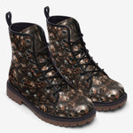 Leather Boots Bronze Grunge Skulls Pattern