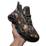 Sports Mesh Sneakers Bronze Grunge Skulls Pattern