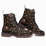 Leather Boots Bronze Grunge Skulls Pattern