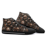 High-Top Canvas Shoes Bronze Grunge Skulls Pattern