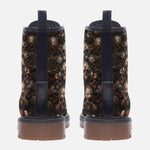 Leather Boots Bronze Grunge Skulls Pattern