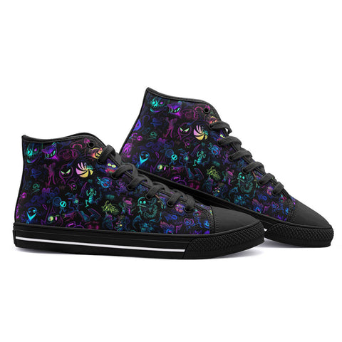 High-Top Canvas Shoes Neon Cartoon Characters