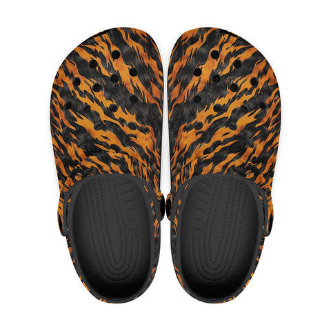 Classic Clogs Orange and Black Tiger Stripes