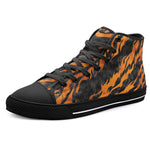 High-Top Canvas Shoes Orange and Black Tiger Stripes