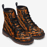 Leather Boots Orange and Black Tiger Stripes