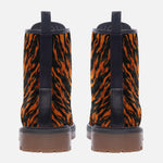 Leather Boots Orange and Black Tiger Stripes