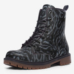 Leather Boots Dark Gray Animal Fur Texture
