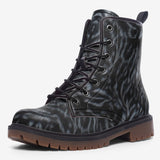 Leather Boots Dark Gray Animal Fur Texture