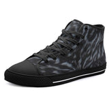 High-Top Canvas Shoes Dark Gray Animal Fur Texture