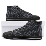 High-Top Canvas Shoes Dark Gray Animal Fur Texture