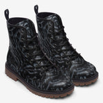 Leather Boots Dark Gray Animal Fur Texture