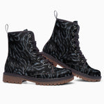 Leather Boots Dark Gray Animal Fur Texture
