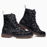 Leather Boots Dark Gray Animal Fur Texture