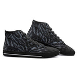 High-Top Canvas Shoes Dark Gray Animal Fur Texture