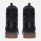 Leather Boots Dark Gray Animal Fur Texture