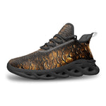 Sports Mesh Sneakers Brown Snakeskin with Metallic Gold Accents