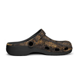 Classic Clogs Brown Snakeskin with Metallic Gold Accents