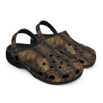 Classic Clogs Brown Snakeskin with Metallic Gold Accents