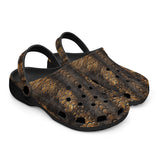 Classic Clogs Brown Snakeskin with Metallic Gold Accents