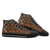 High-Top Canvas Shoes Copper Dragon Scales Pattern