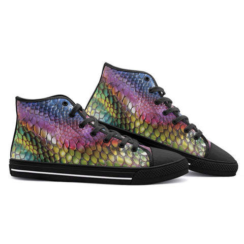 High-Top Canvas Shoes Colorful Snake Skin Print