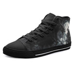 High-Top Canvas Shoes Dark Fantasy Dragon and Ancient Warrior