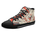 High-Top Canvas Shoes Japanese Style Art White and Red Wolf