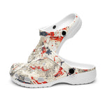 Classic Clogs Japanese Style Art White and Red Wolf