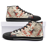 High-Top Canvas Shoes Japanese Style Art White and Red Wolf