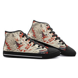 High-Top Canvas Shoes Japanese Style Art White and Red Wolf