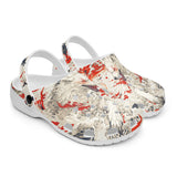 Classic Clogs Japanese Style Art White and Red Wolf