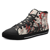 High-Top Canvas Shoes Japanese Style Art White and Red Wolf