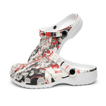 Classic Clogs Japanese Style Art White and Red Wolf