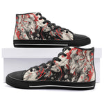 High-Top Canvas Shoes Japanese Style Art White and Red Wolf