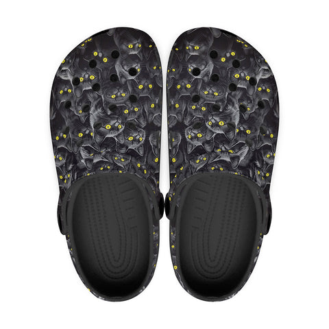 Classic Clogs Black Cats with Yellow Eyes