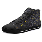 High-Top Canvas Shoes Black Cats with Yellow Eyes