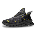 Sports Mesh Sneakers Black Cats with Yellow Eyes