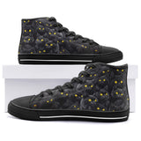 High-Top Canvas Shoes Black Cats with Yellow Eyes