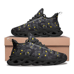 Sports Mesh Sneakers Black Cats with Yellow Eyes