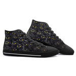 High-Top Canvas Shoes Black Cats with Yellow Eyes