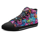 High-Top Canvas Shoes Colorful Vibrant Cartoon Cats