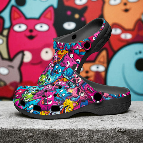 Classic Clogs Colorful Vibrant Cartoon Cats