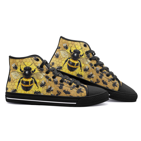 High-Top Canvas Shoes Bees on Honeycomb