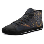 High-Top Canvas Shoes Black and Gold Dragon with Scales