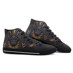 High-Top Canvas Shoes Black and Gold Dragon with Scales