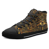 High-Top Canvas Shoes Egyptian Hieroglyphs Golden Eye