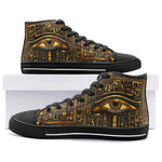 High-Top Canvas Shoes Egyptian Hieroglyphs Golden Eye